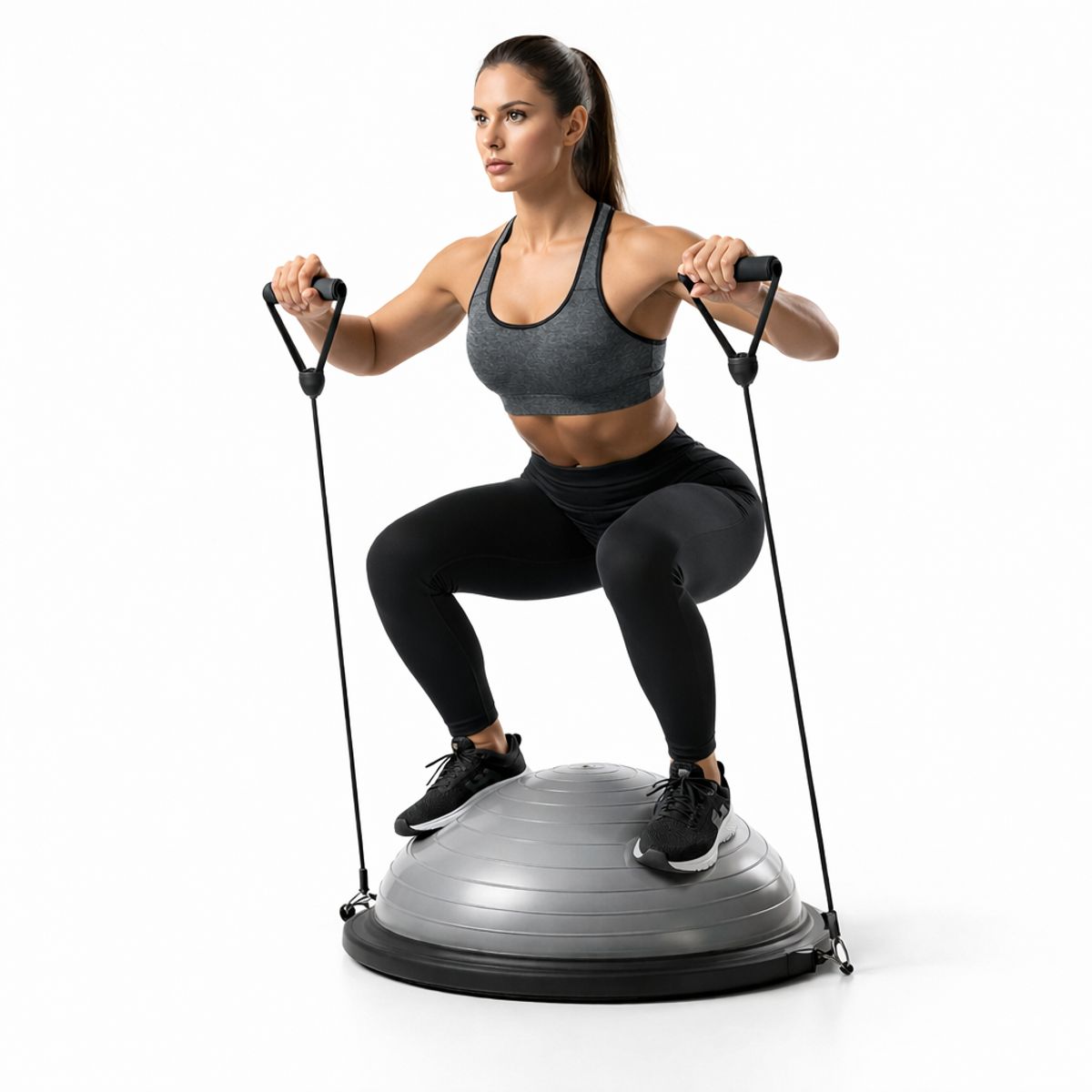 GENERICO - Bosu Balance Trainer 46 cm Con Manillas Entrenamiento Funcional Gris