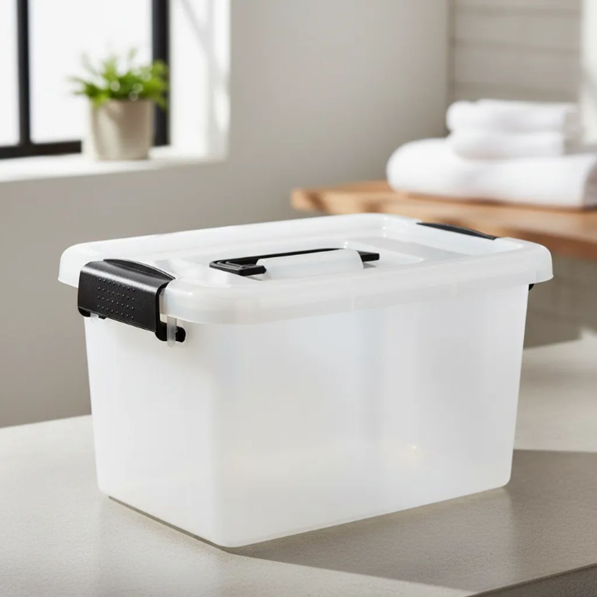 GENERICO - Caja Organizadora Plástica Con Tapa Y Asas 10l