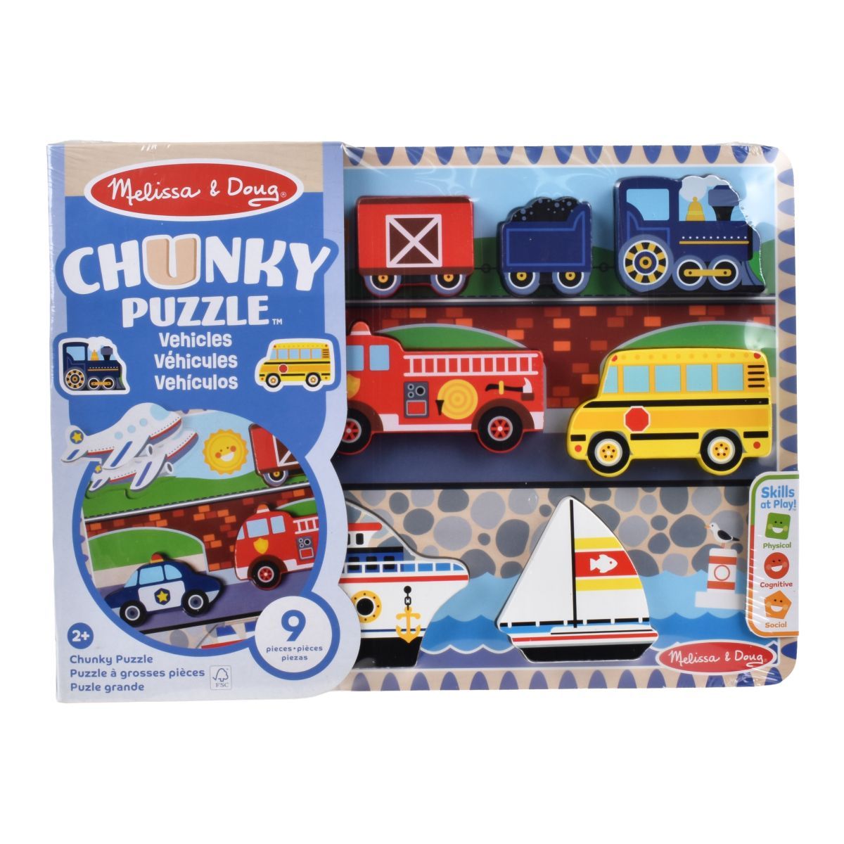 MELISSA & DOUG - PUZZLE ENCAJE DE MADERA 3D MELISSA AND  DOUG - VEHICULOS