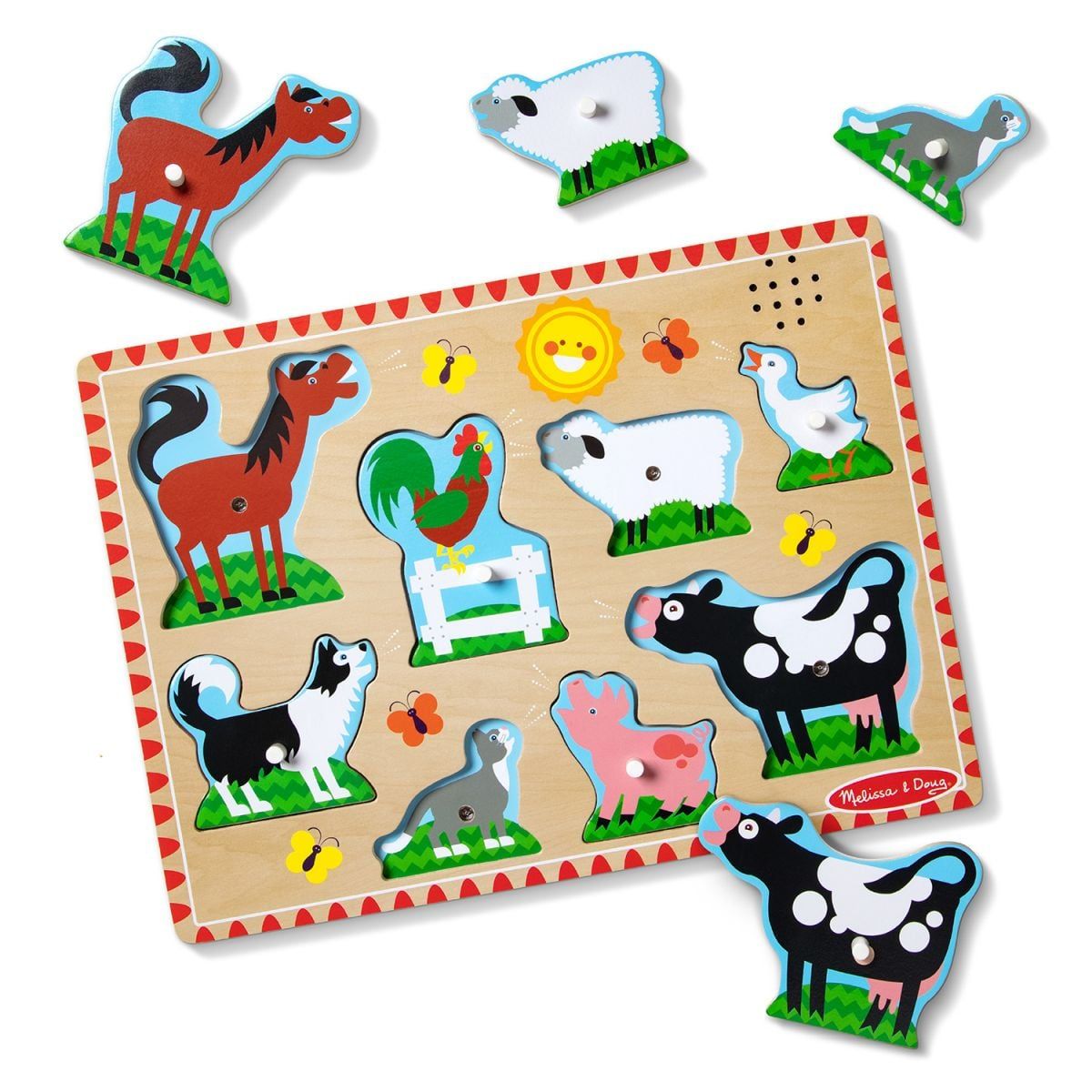 MELISSA & DOUG - PUZZLE ENCAJE DE MADERA LA GRANJA CON SONIDO MELISSA AND DOUG - ANIMALES DE GRANJA