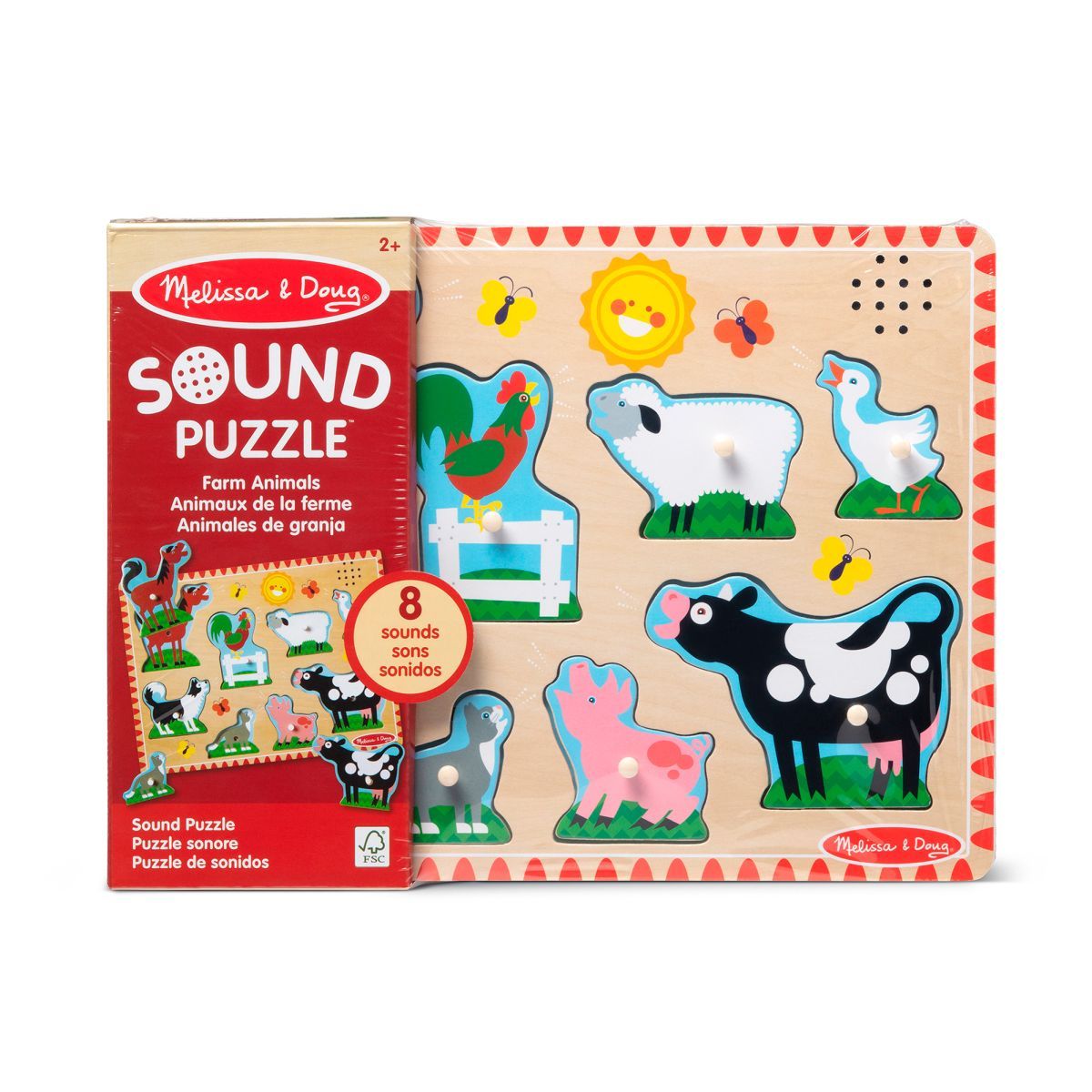 MELISSA & DOUG - PUZZLE ENCAJE DE MADERA LA GRANJA CON SONIDO MELISSA AND DOUG - ANIMALES DE GRANJA