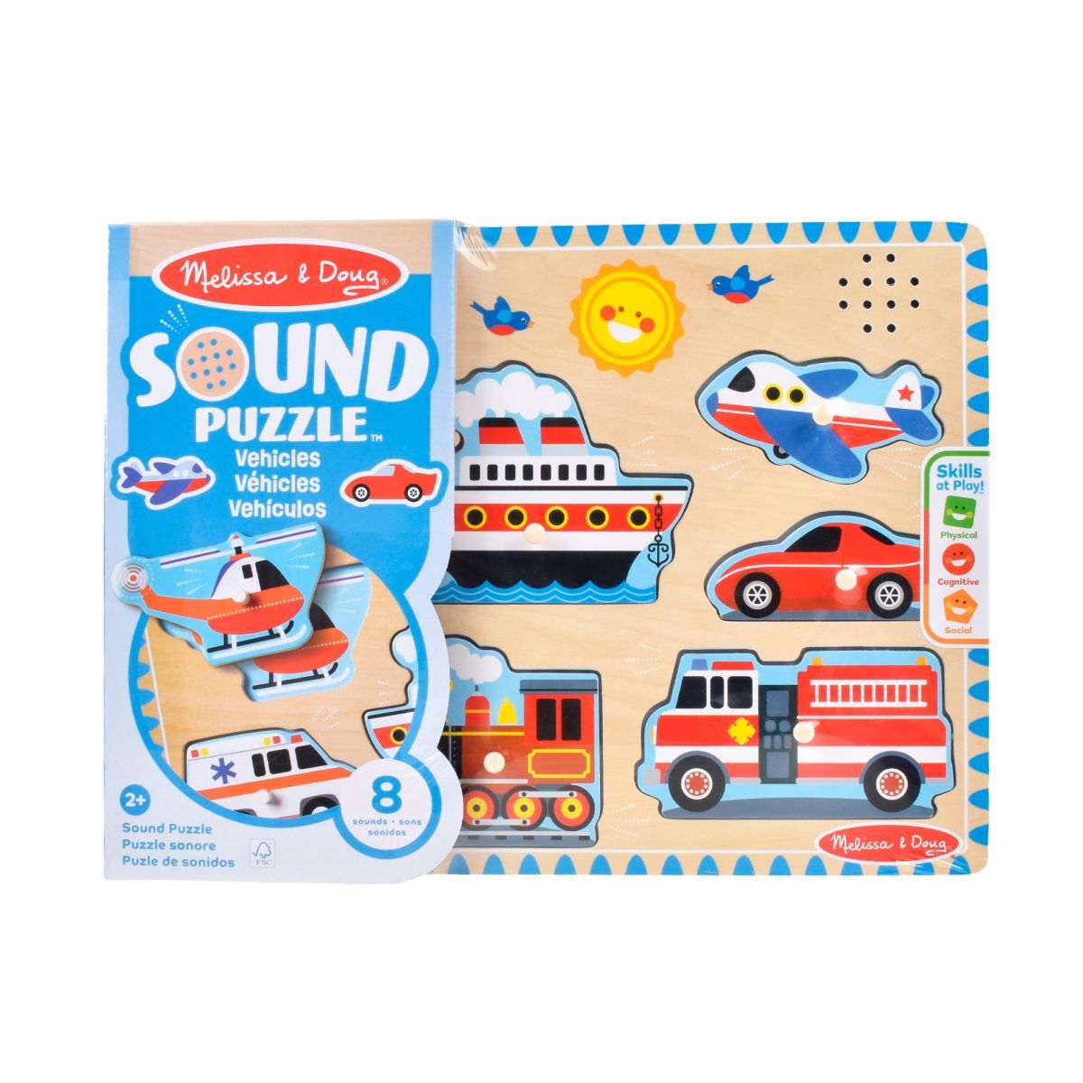 MELISSA & DOUG - PUZZLE ENCAJE DE MADERA LA GRANJA CON SONIDO MELISSA AND DOUG - VEHICULOS