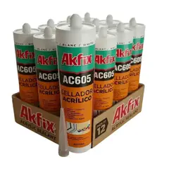 AKFIX - Masilla Acrilica Ac605 Sellador Grietas Pintable X12