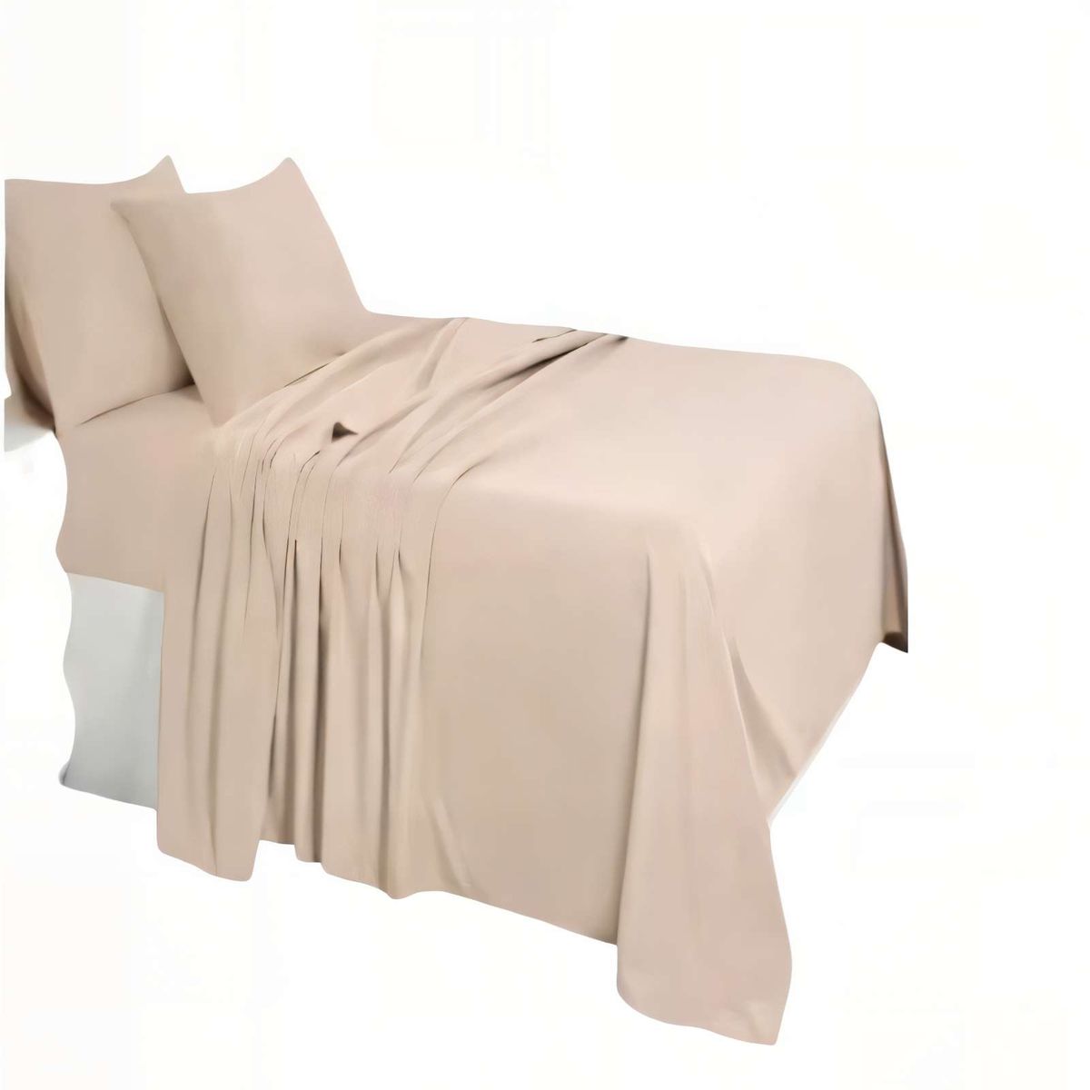 GENERICO - JUEGO DE SABANA 200 HILOS 2 PLAZAS COLOR BEIGE