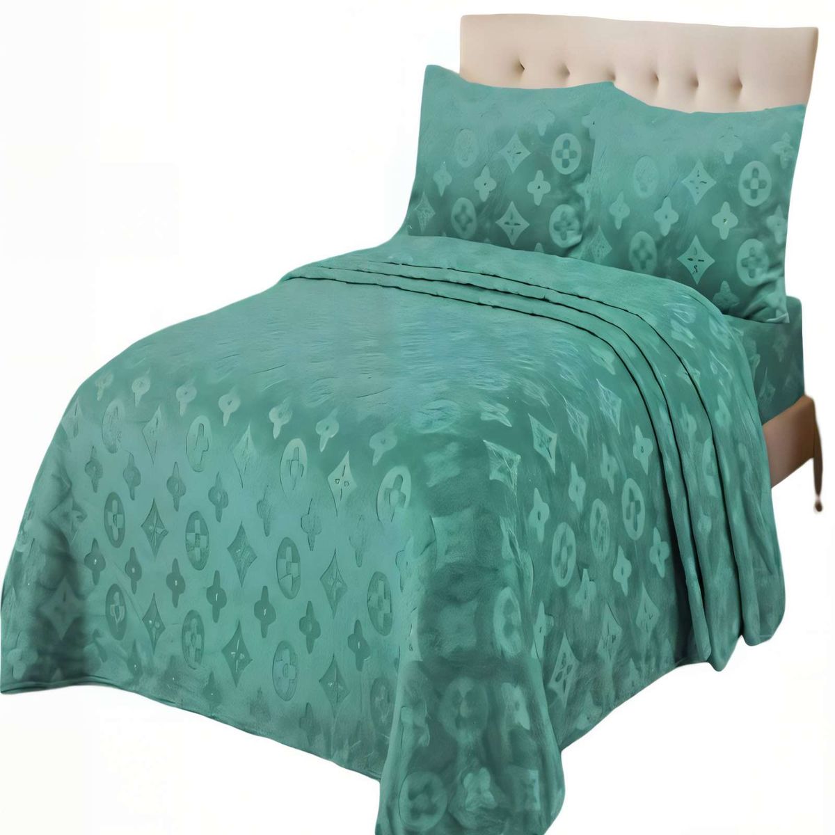 GENERICO - JUEGO DE SABANA POLAR PLUSH 2 PLAZAS COLOR VERDE