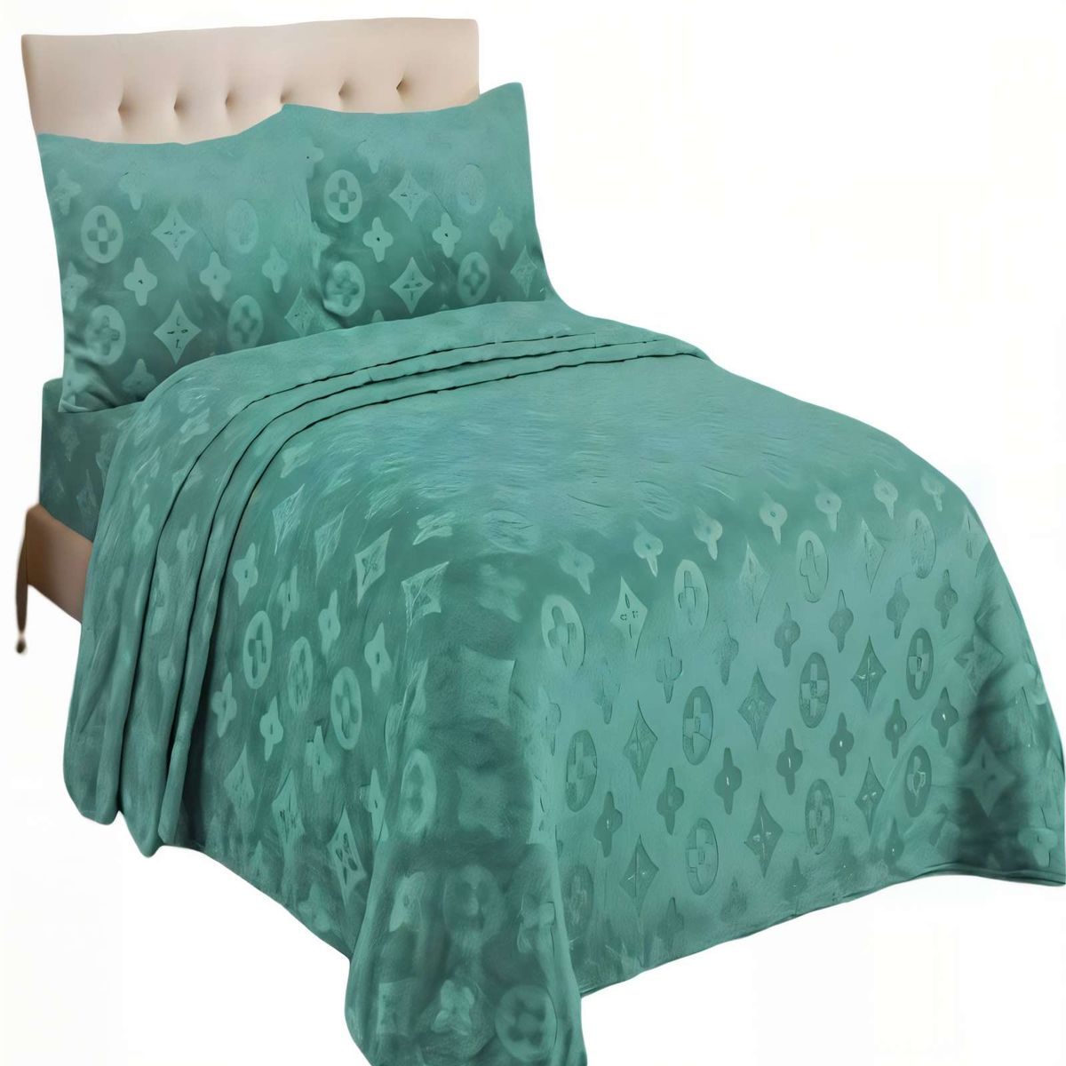 GENERICO - JUEGO DE SABANA POLAR PLUSH 2 PLAZAS COLOR VERDE