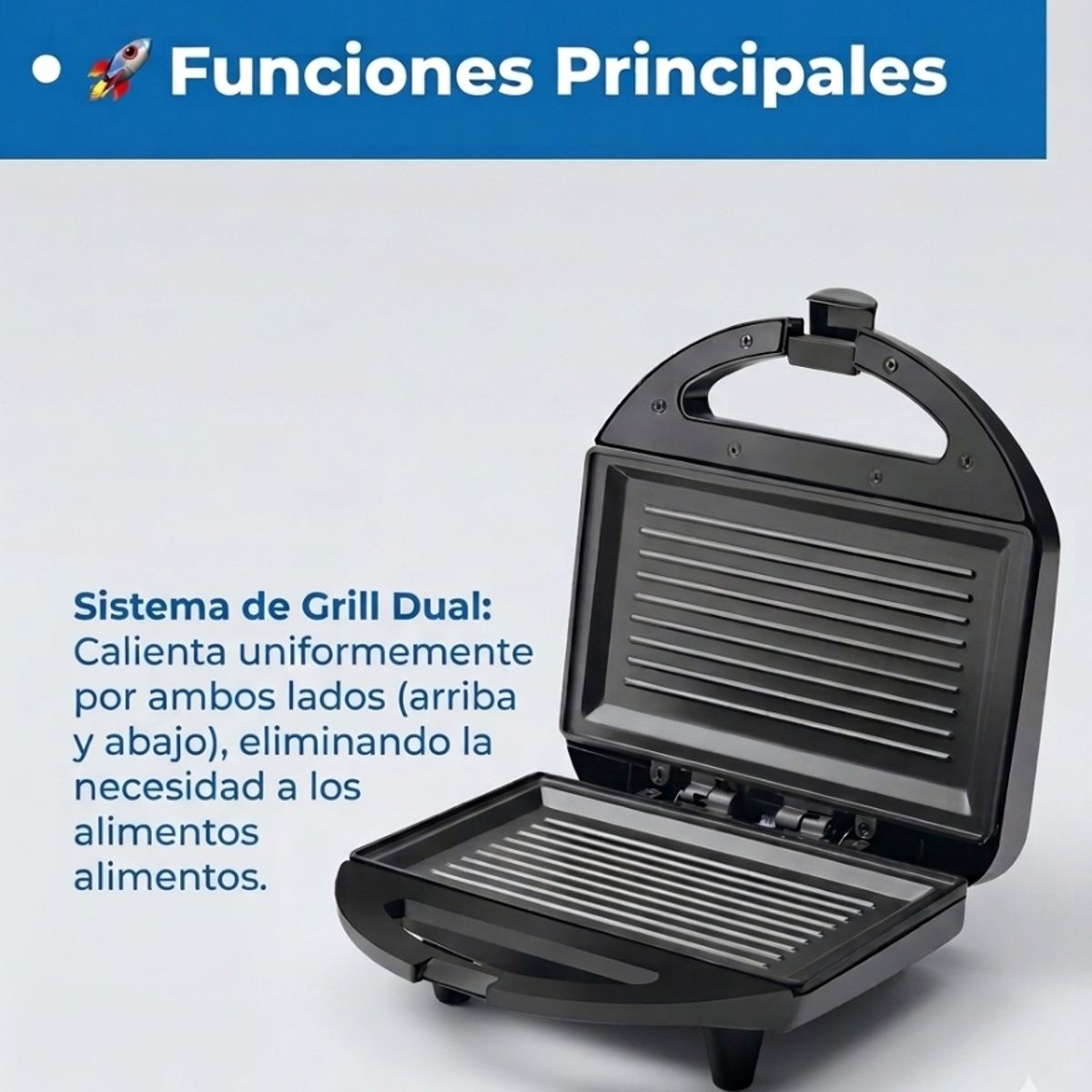 IRM - Sandwichera Electrica Grill 1200w Tostadora Pan Placa Antiadherente Rapida Calidad Hogar FIGOIMPORT