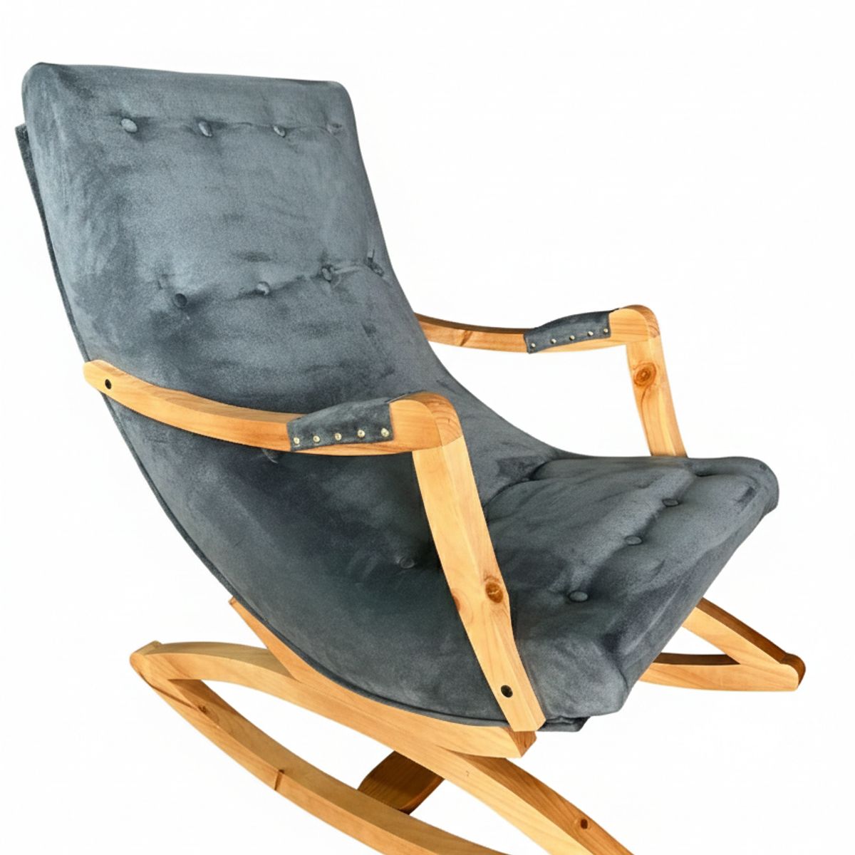 GENERICO - SILLA MECEDORA CON APOYA BRAZO GRIS FELPA