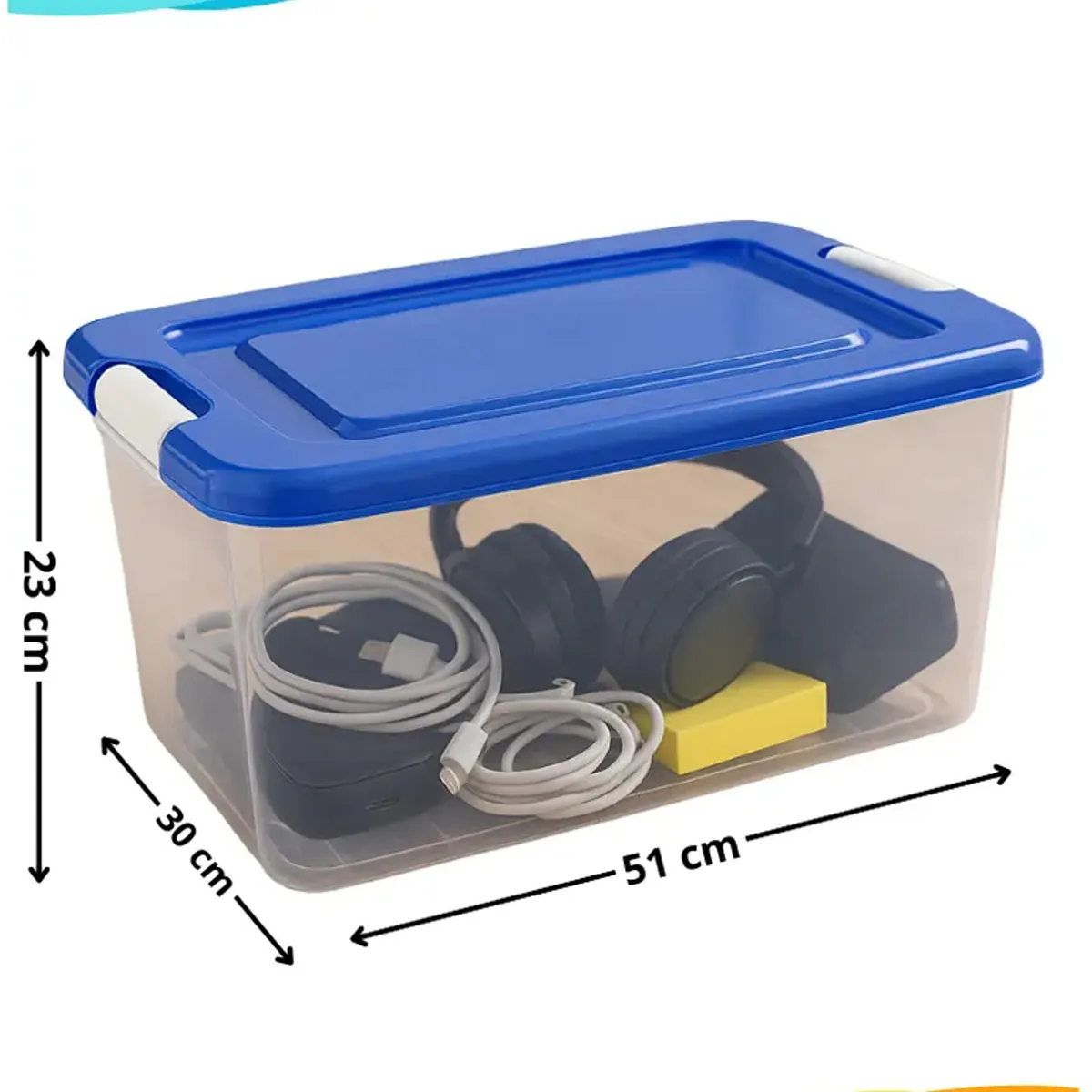 GENERICO - Caja Organizadora Transparente Apilable Tapa Multiuso 28l Diseño Contenedor Organizador Apilable