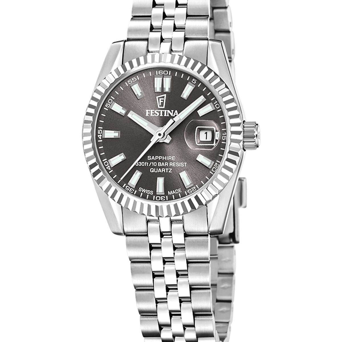 FESTINA SWISS - Reloj F20087/6 Festina Swiss Negro Mujer Acero Clasico
