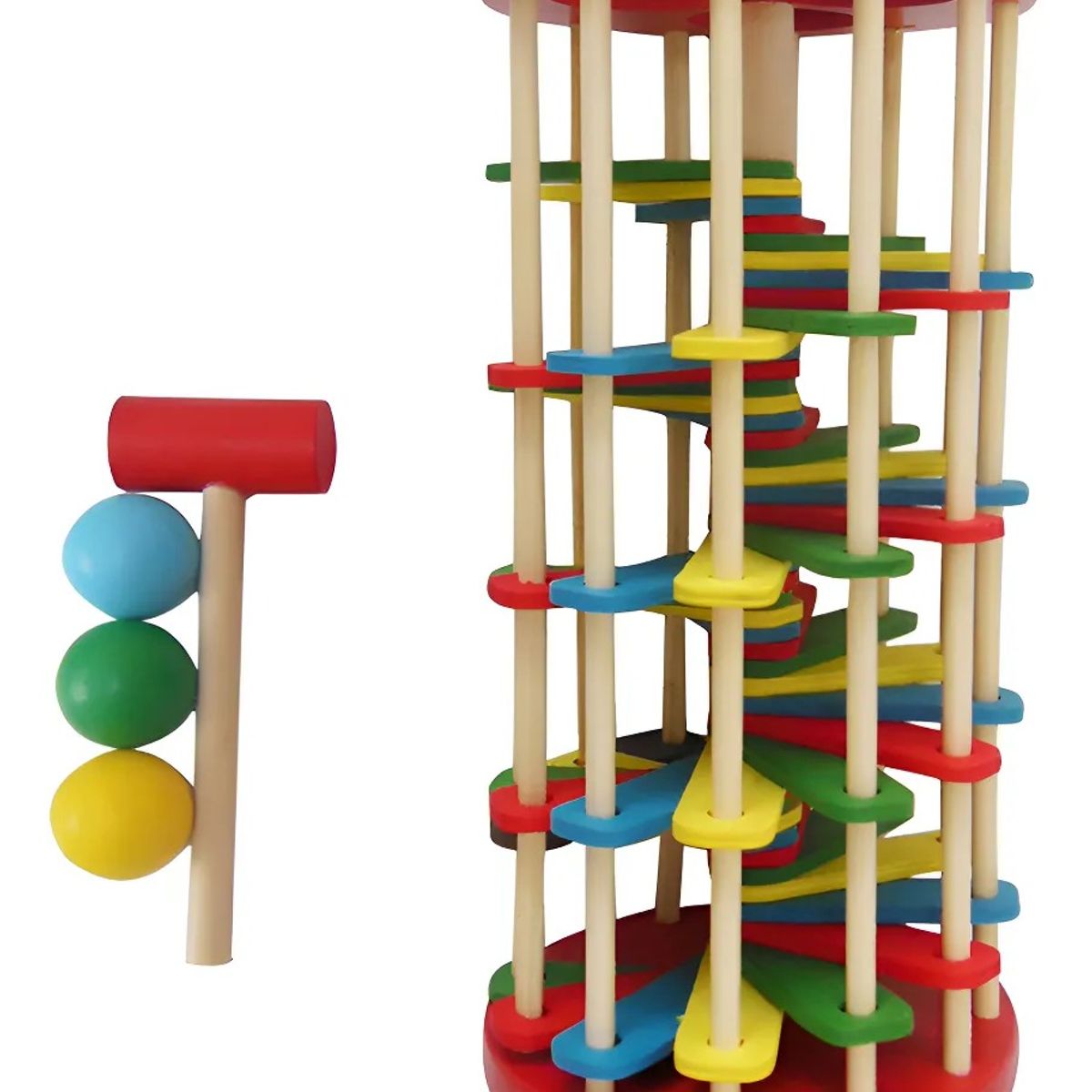 GENERICO - Torre Pista De Bolas Madera Juguete Sensorial Martillo Bebé
