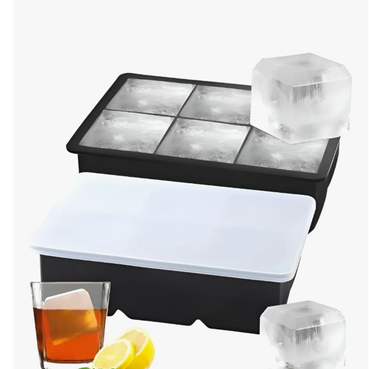 GENERICO - 2 Cubetas Hielo Cubetera Cubetas Silicona Cubeta C/tapa 6cav