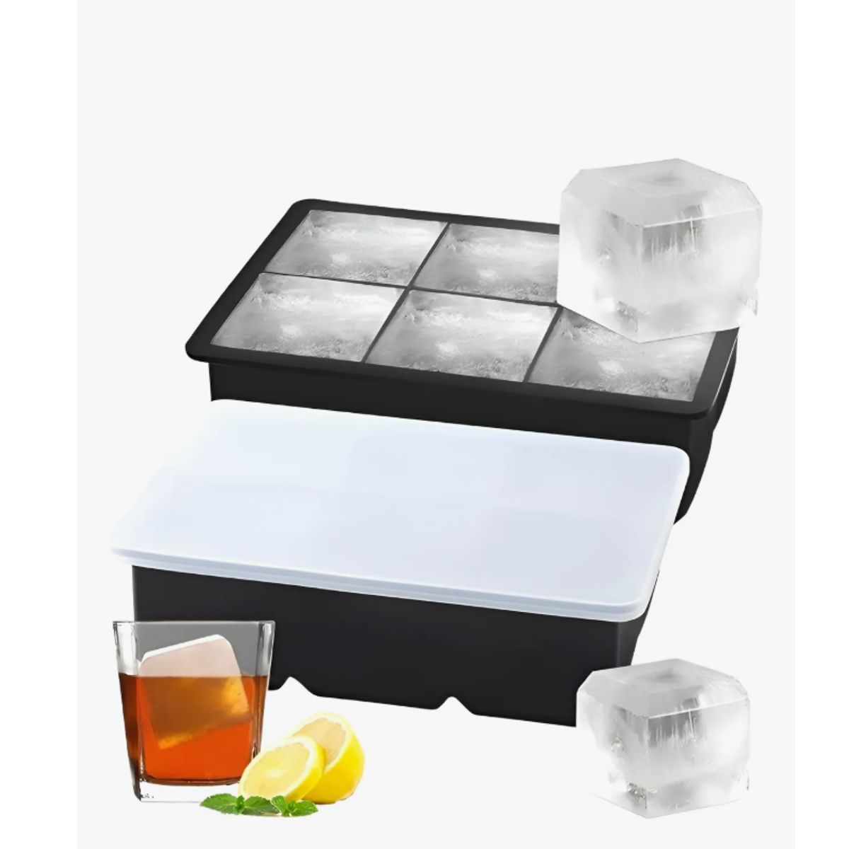 GENERICO - 2 Cubetas Hielo Cubetera Cubetas Silicona Cubeta C/tapa 6cav