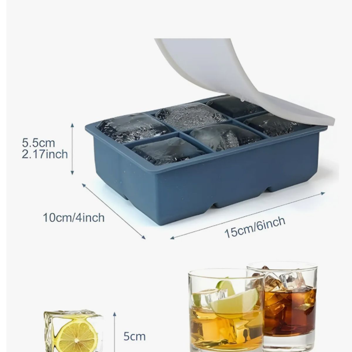 GENERICO - 2 Cubetas Hielo Cubetera Cubetas Silicona Cubeta C/tapa 6cav