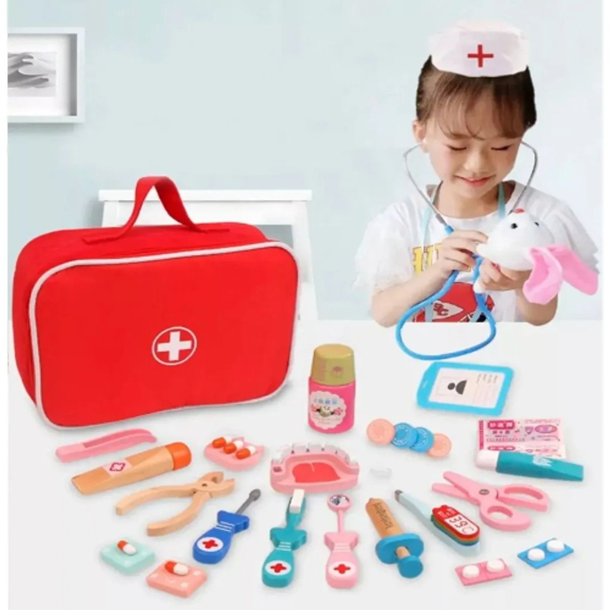 GENERICO - Set Juego De Roles Doctor- Dentista Juego Madera Niños