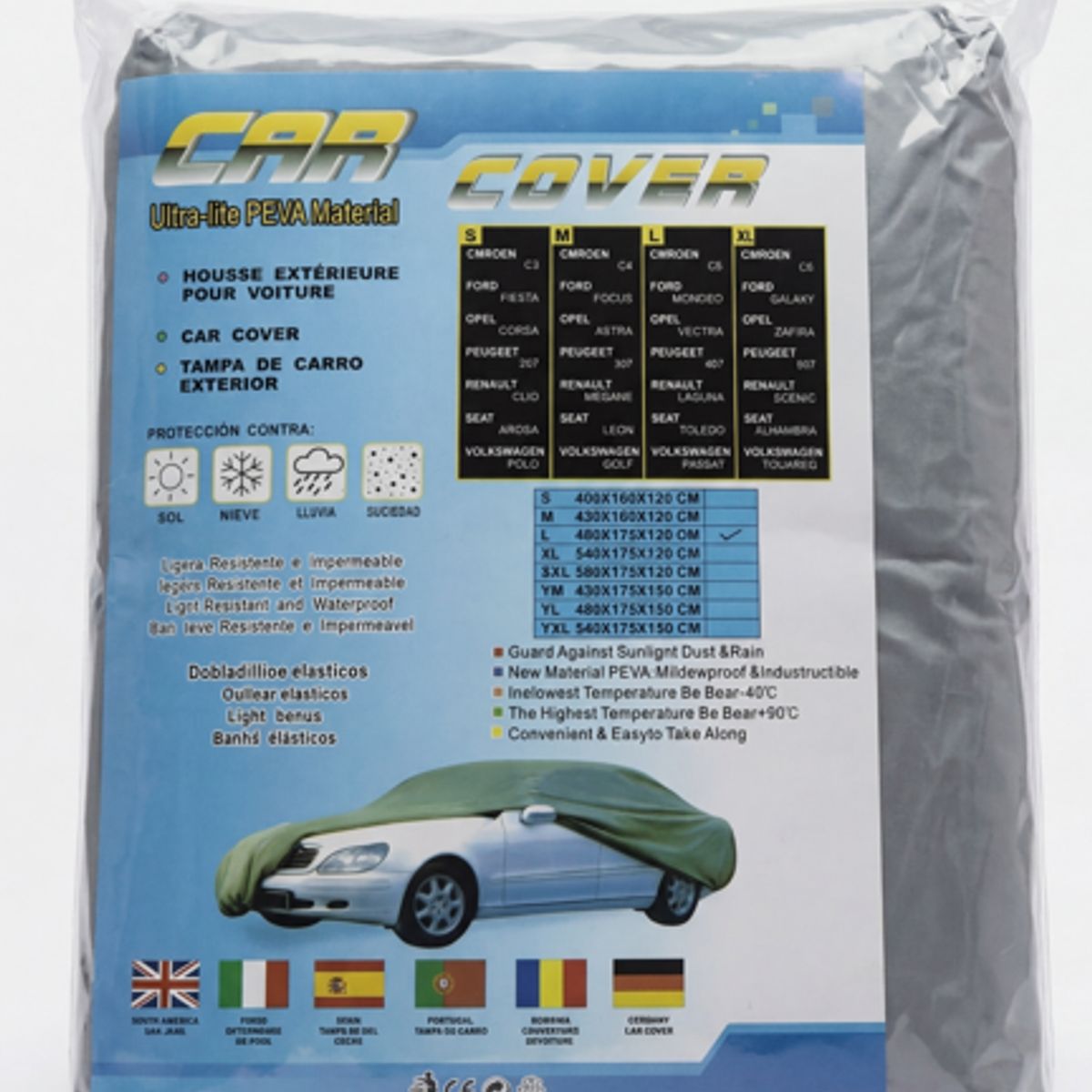 GENERICO - Funda Cobertor Auto Impermeable PEVA UV Lluvia Nieve Polvo Talla S