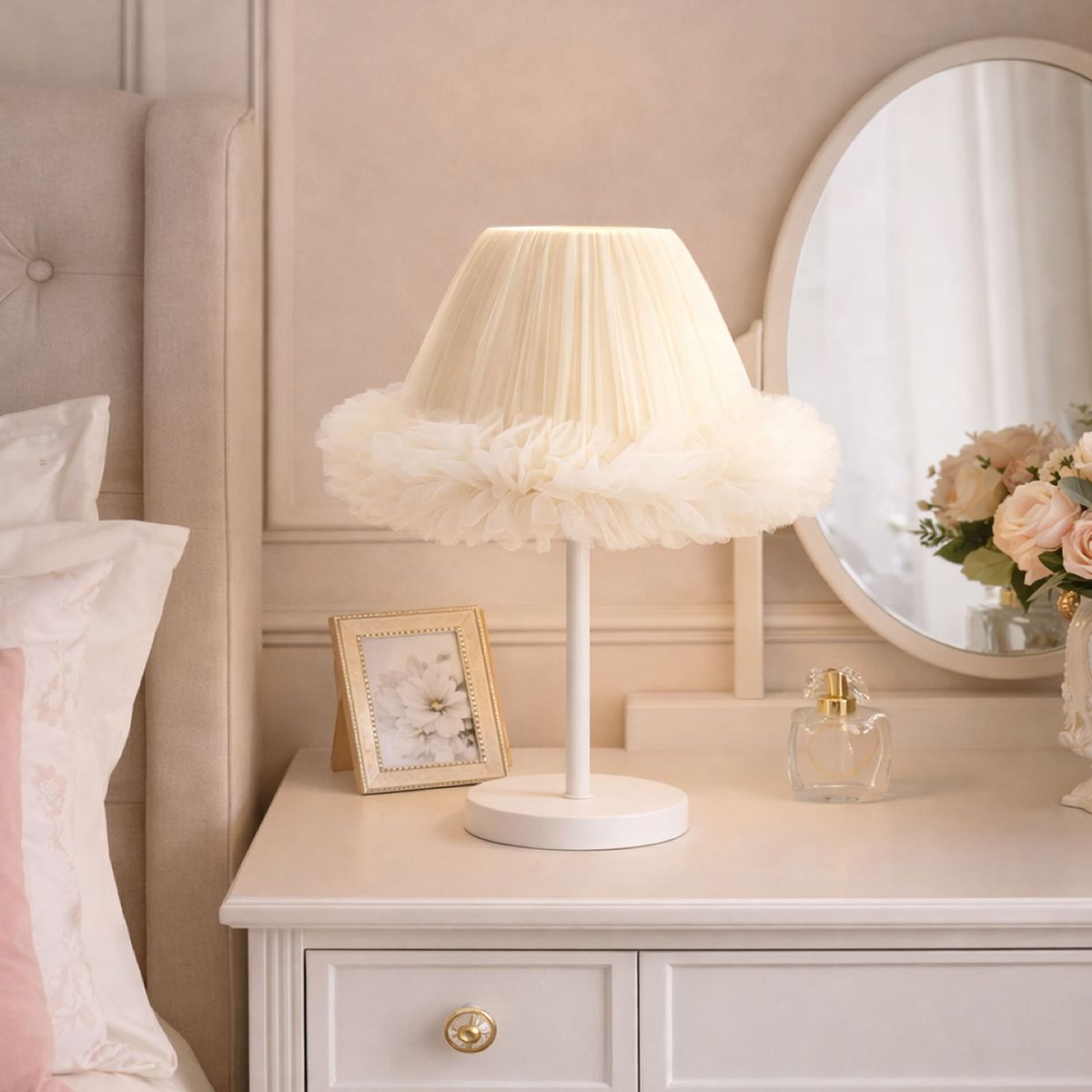 DECORACION CREATIVA - Lampara Velador  Linea Cisne Crema -  (Infantil - Juvenil)