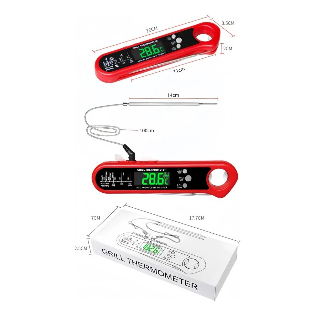 GENERICO - Termómetro Digital  Doble Sonda Para Carne Y Cocina BELUG