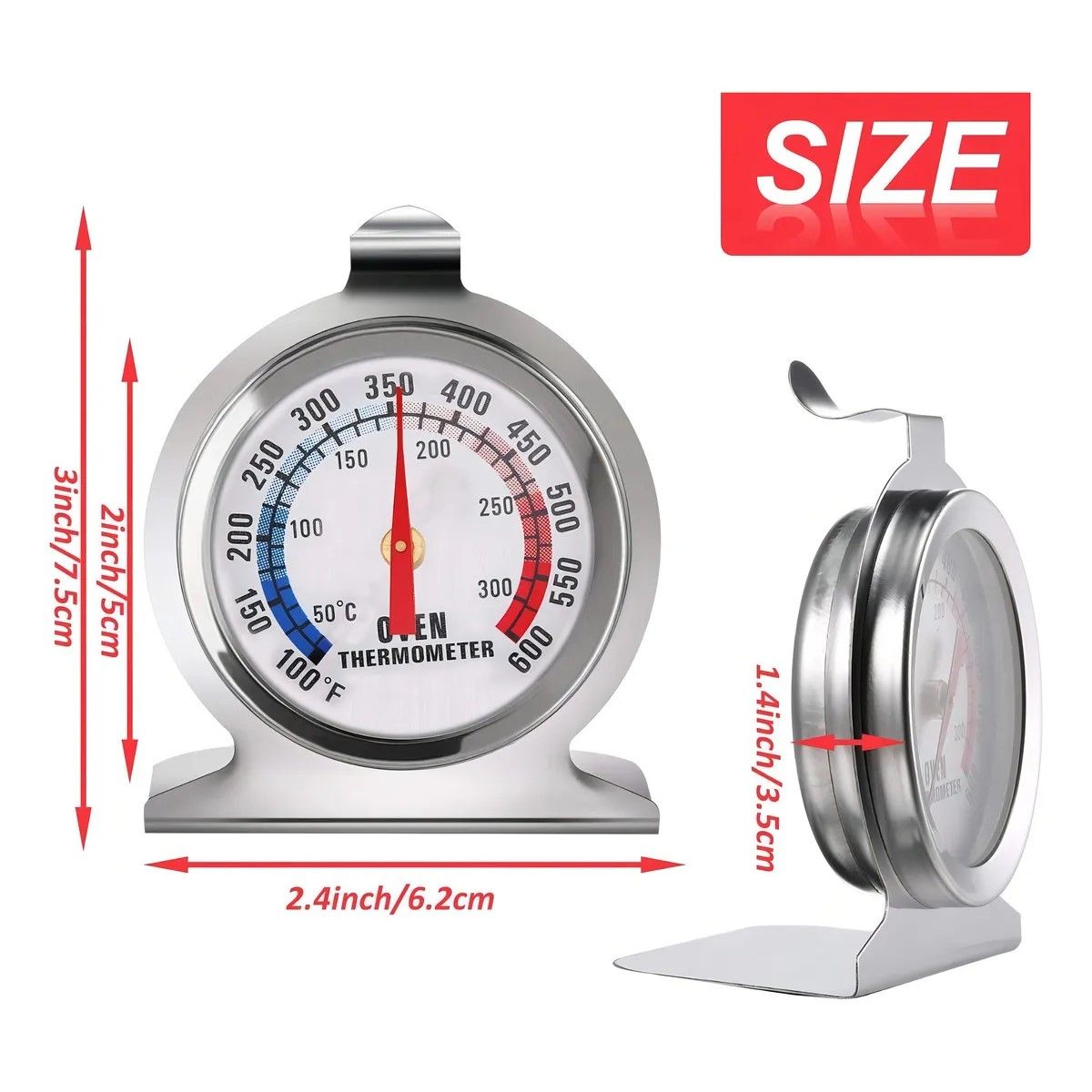 GENERICO - Termómetro para Horno en Acero Inoxidable 50-300°C BELUG