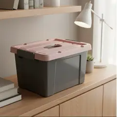 GENERICO - Caja Organizadora Plástica Apilable Con Tapa Y Asas Colores