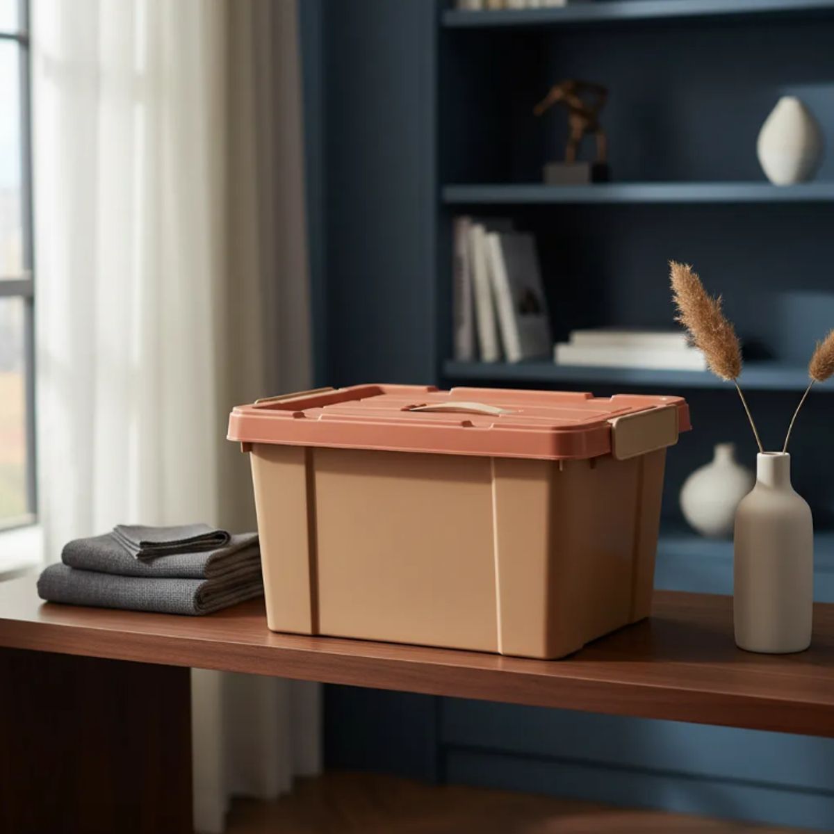 GENERICO - Caja Organizadora Plástica Apilable Con Tapa Y Asas Colores