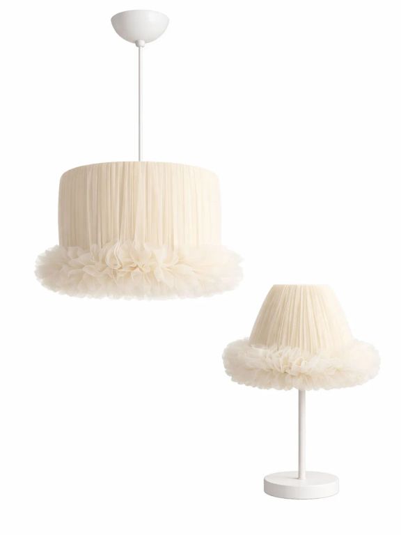 Set Lampara infantil- Linea Cisne Crema (Colgante y Velador)