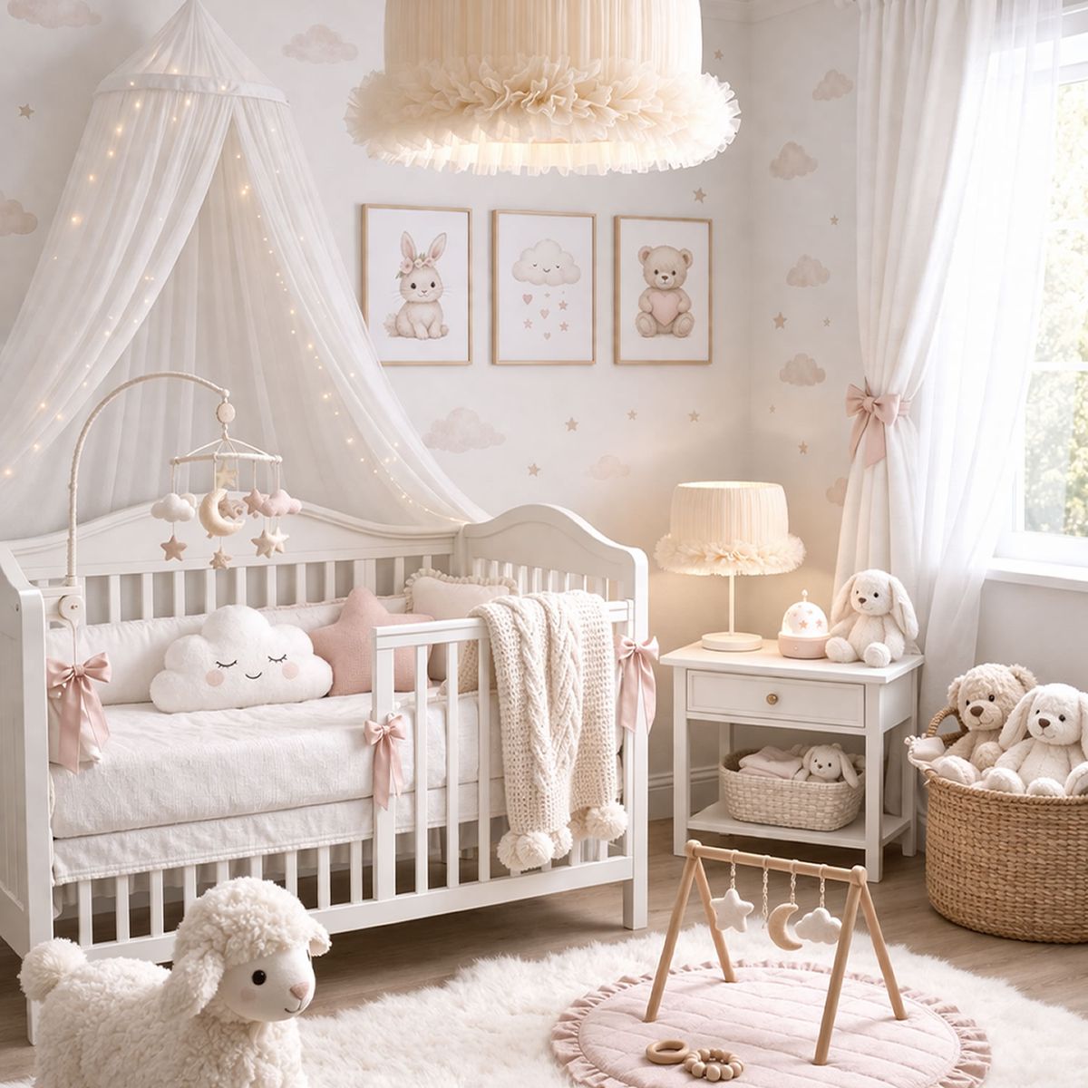 DECORACION CREATIVA - Set Lampara infantil- Linea Cisne Crema