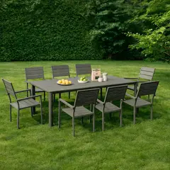 NORTHWEST - Juego Comedor Terraza 8 Personas Mesa 220x111cm Beige