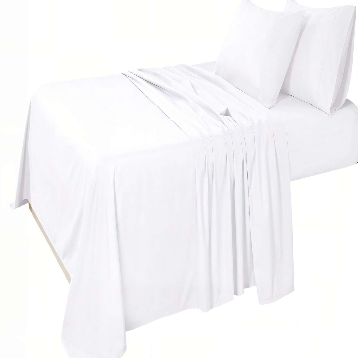 GENERICO - SET DE  SABANA 200 HILOS 2 PLAZAS COLOR BLANCO