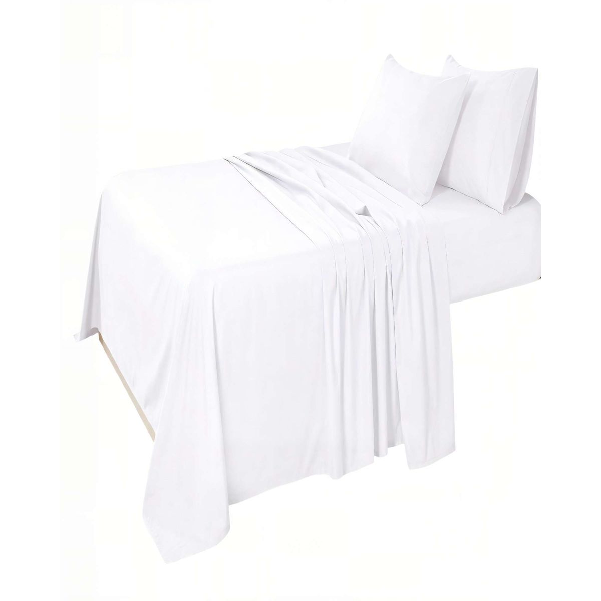 GENERICO - SET DE  SABANA 200 HILOS 2 PLAZAS COLOR BLANCO
