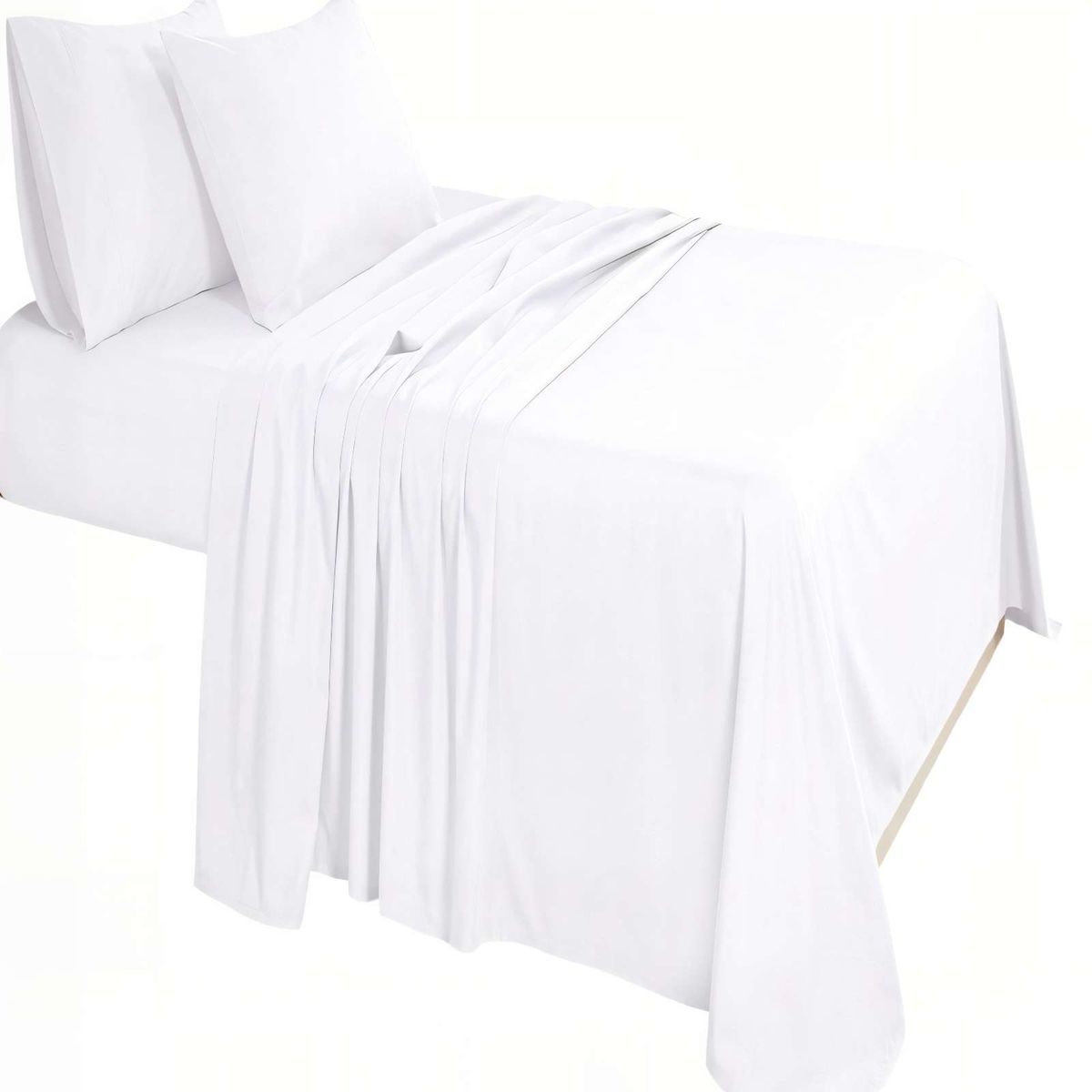 GENERICO - SET DE  SABANA 200 HILOS 2 PLAZAS COLOR BLANCO