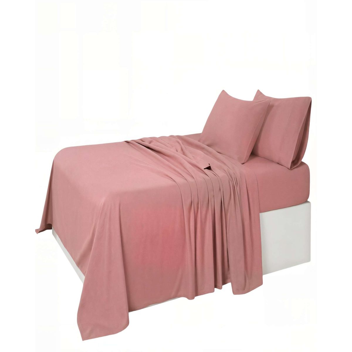 GENERICO - SET DE  SABANA 200 HILOS 2 PLAZAS COLOR ROSA