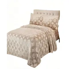 GENERICO - SET DE SABANA POLAR PLUSH KING COLOR BEIGE
