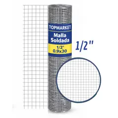 GENERICO - Malla Soldada 1/2" 0.9 x Rollo de 30m