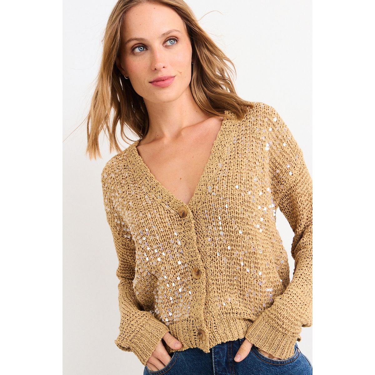 IO - Chaleco Fantasia Mujer Beige Io