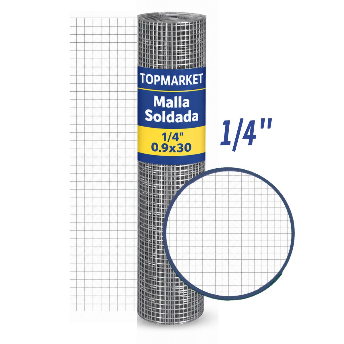 GENERICO - Malla Soldada 1/4" 0.9 x Rollo de 30m
