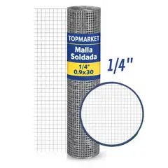 GENERICO - Malla Soldada 1/4" 0.9 x Rollo de 30m