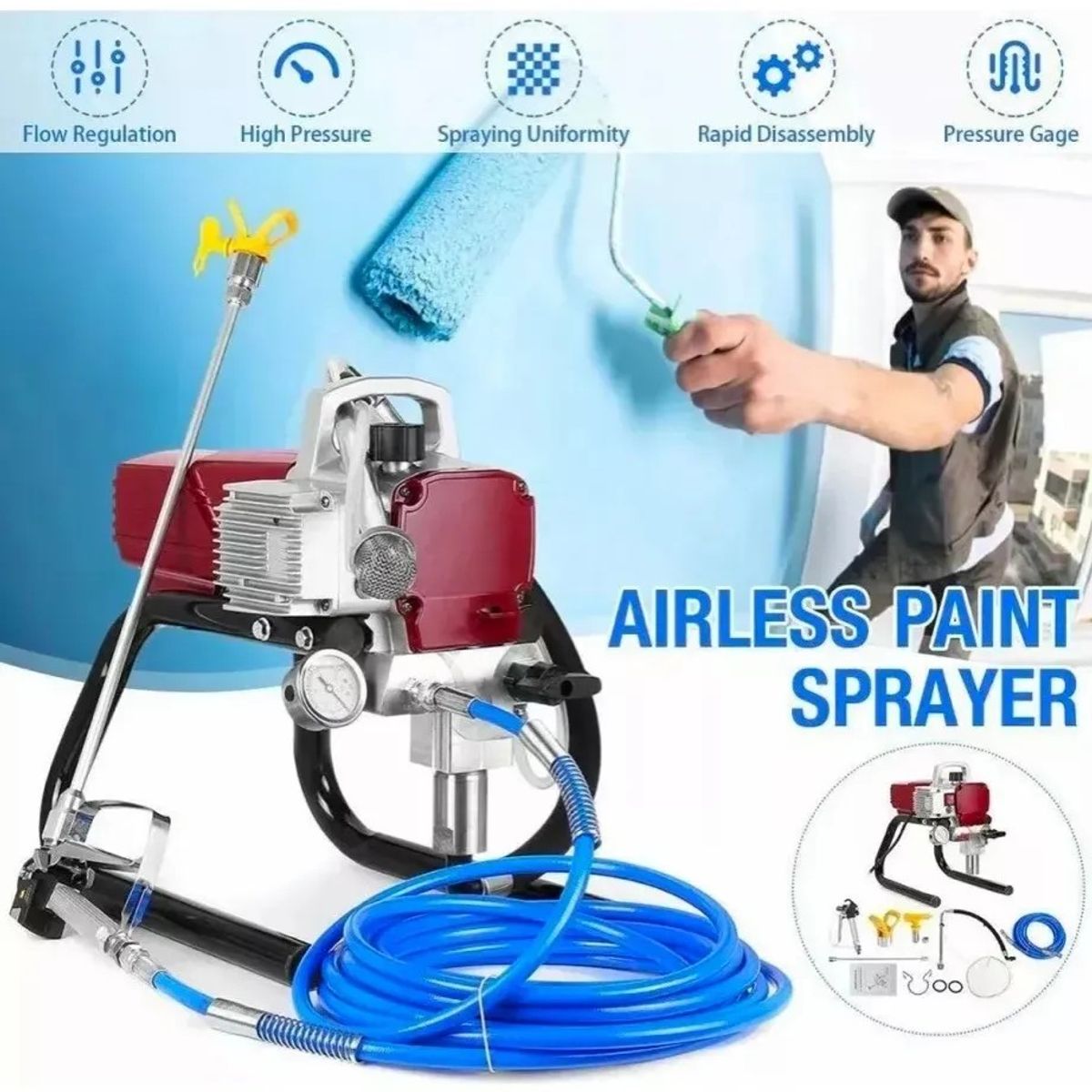 GENERICO - Pistola De Pintura Airless 1700w 20l 220 Bar Boquilla Nº517
