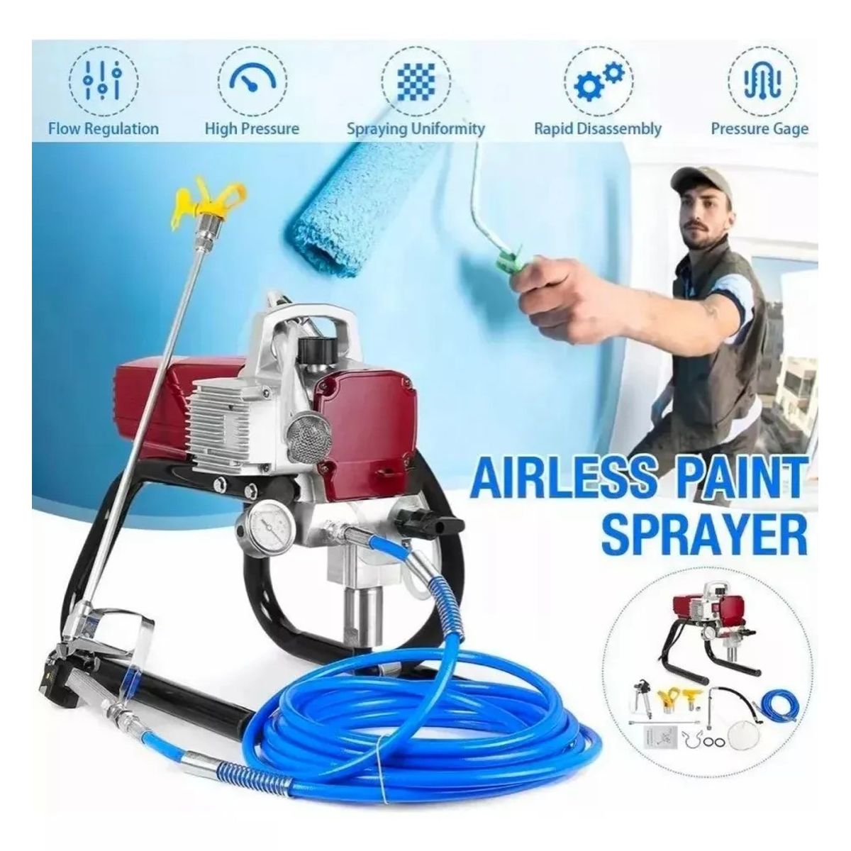 GENERICO - Pistola De Pintura Airless 1700w 20l 220 Bar Boquilla Nº517