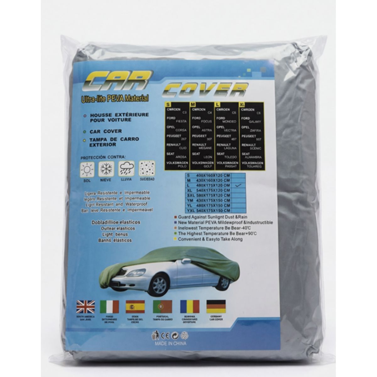 GENERICO - Funda Cobertor Auto Impermeable PEVA UV Lluvia Nieve Polvo Talla M