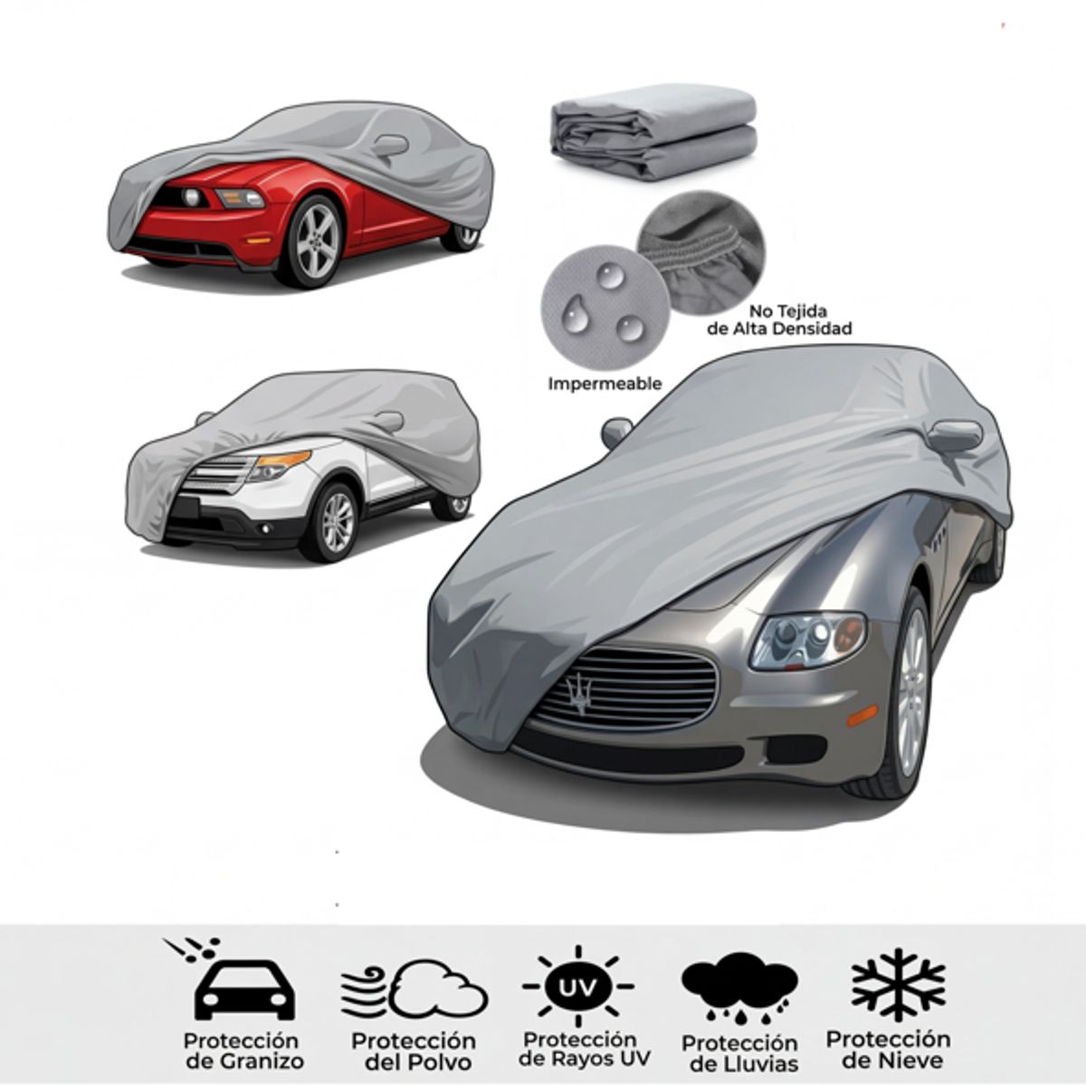 GENERICO - Funda Cobertor Auto Impermeable PEVA UV Lluvia Nieve Polvo Talla M