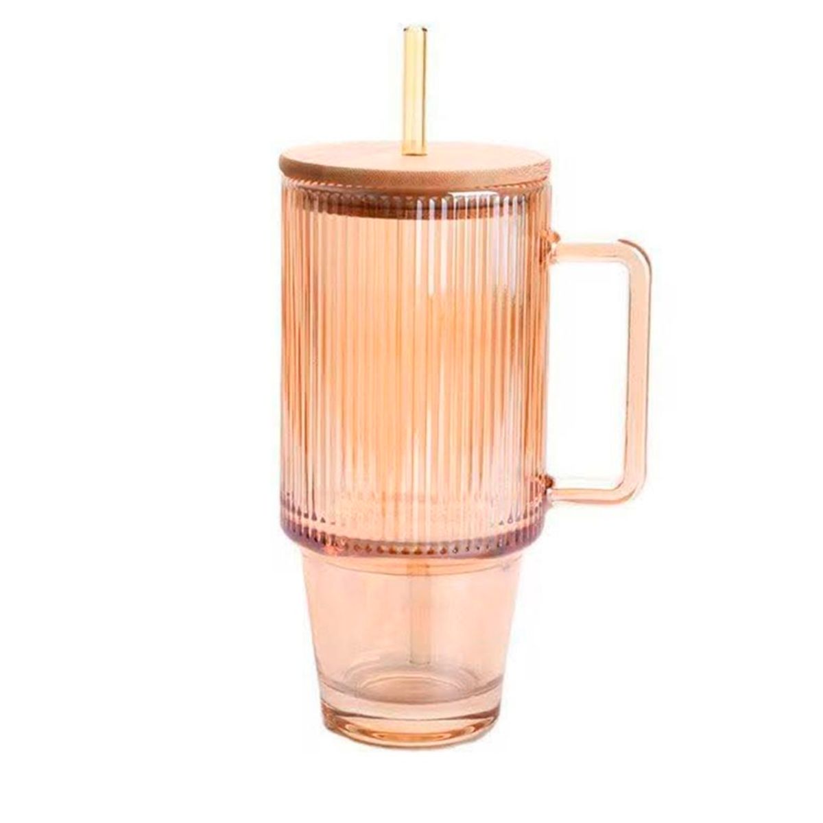 WAKESHOME - Vaso De Vidrio Con Tapa Bambú y Bombilla 700ml