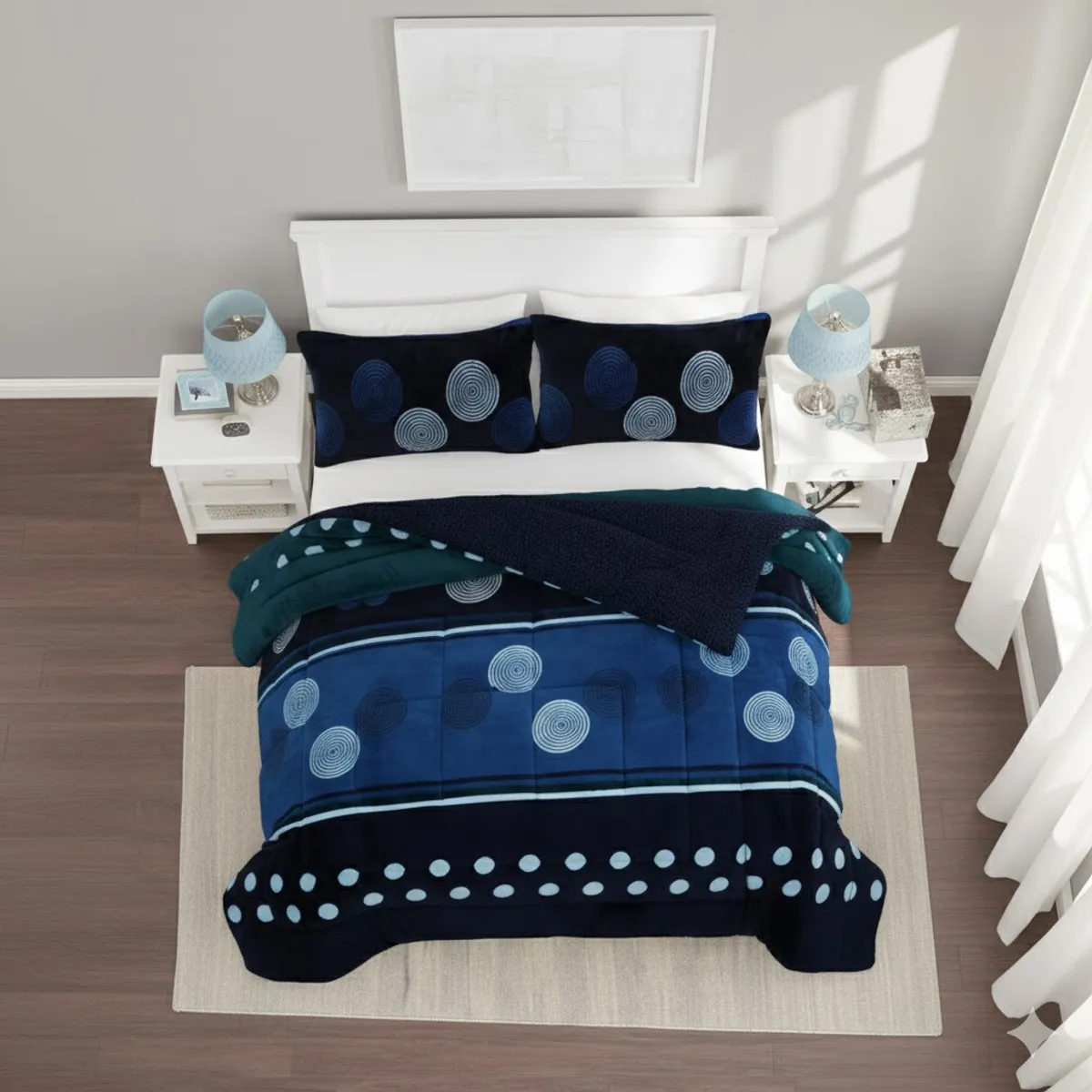 GENERICO - COBERTOR KING DE INVIERNO PLUSH AZUL CON CHIPORRO PREMIUM FEYA 1327