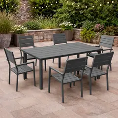 NORTHWEST - Juego Comedor Terraza 6 Personas Mesa 180x90cm Beige