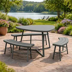 NORTHWEST - Juego Comedor Terraza 6 Personas Mesa 119x117cm Beige