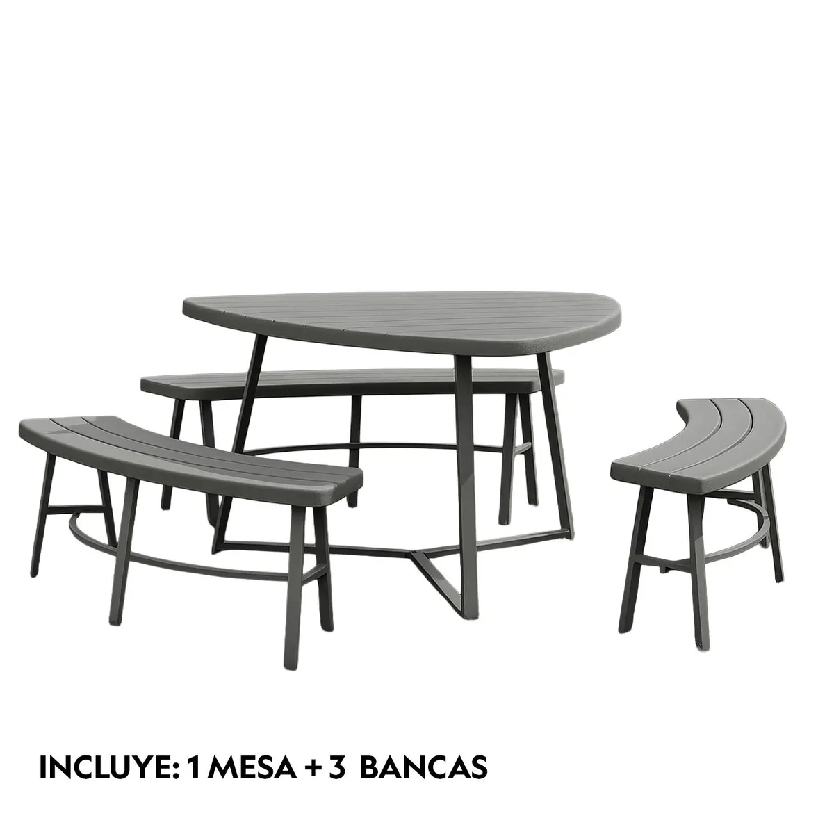 NORTHWEST - Juego Comedor Terraza 6 Personas Mesa 119x117cm Beige Northwest.