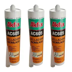 AKFIX - Masilla Acrilica Ac605 Sellador Grietas Pintable X3