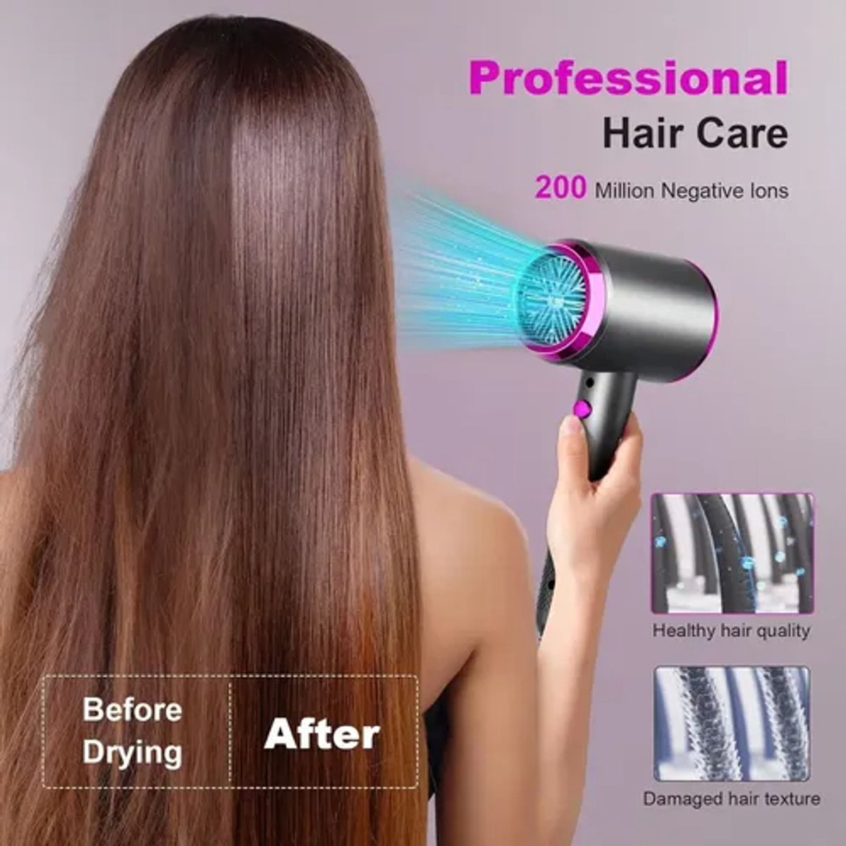 EVERSO - Secador De Pelo Iónico Profesional Fríocalor Con Boquilla