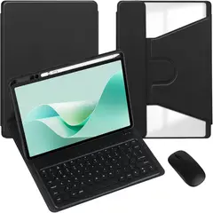 PUREPOWER - Funda con teclado Español Ñ Rotación 360° y mouse para Galaxy Tab S6 Lite 2022 2024- negro