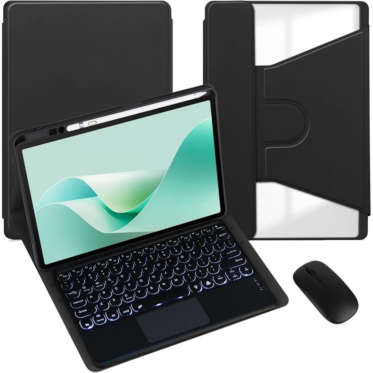 PUREPOWER - Funda con teclado retroiluminado Touchpad Rotación 360° Para Galaxy Tab S6 Lite 10.4 2022 2024